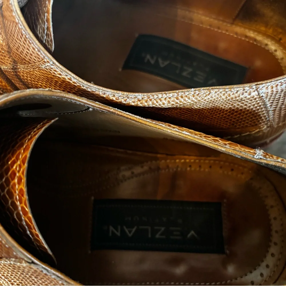 Mezlan Brown Textured Leather Oxfords office dress shoes men’s size 12 business - Picture 10 of 13